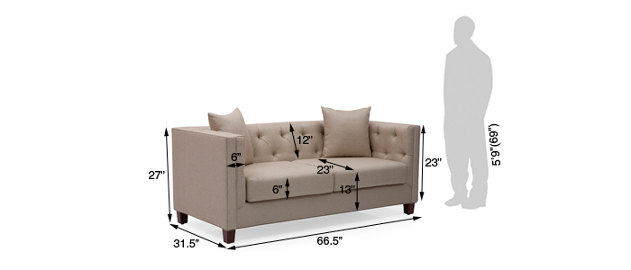 Royal Fabric Sofa 2Seater (Light Grey)
